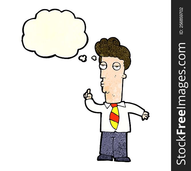 Cartoon Bored Man Asking Question With Thought Bubble