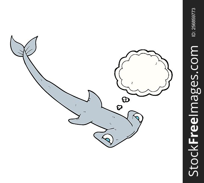 freehand drawn thought bubble cartoon hammerhead shark
