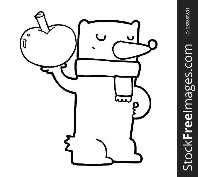 Cartoon Bear With Apple