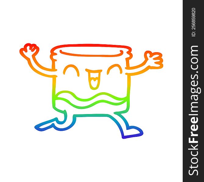 rainbow gradient line drawing of a happy cartoon whisky glass