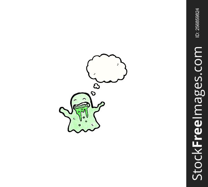 Cartoon Slimey Ghost With Thought Bubble