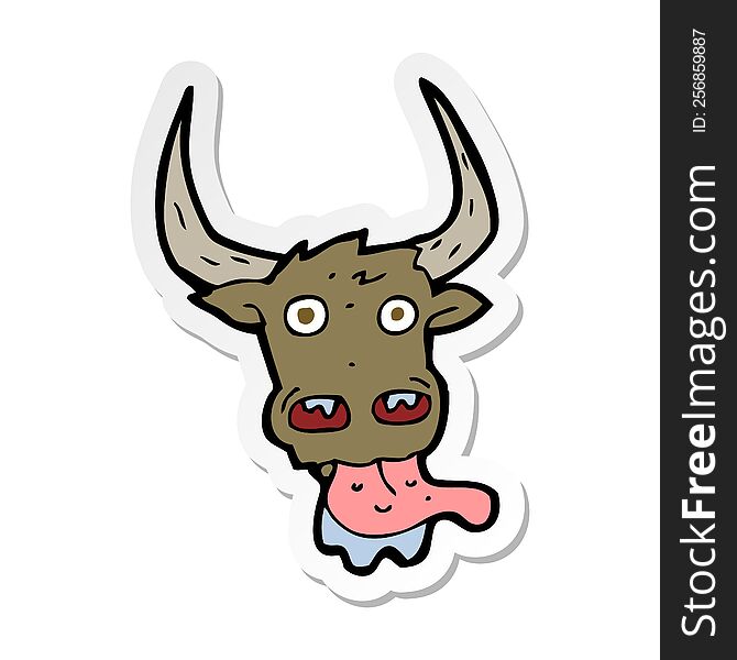 sticker of a cartoon cow face