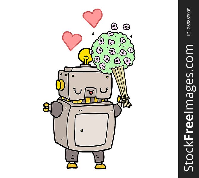 cartoon robot in love