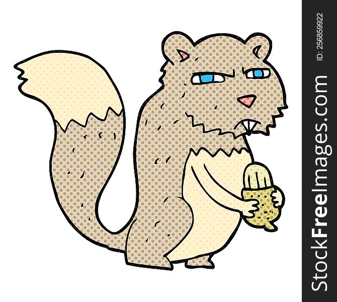 cartoon angry squirrel with nut