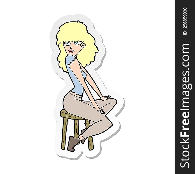 Sticker Of A Cartoon Woman Striking Pose