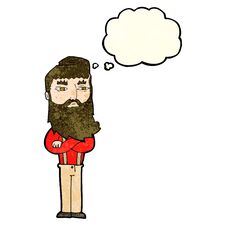 Cartoon Serious Man With Beard With Thought Bubble Stock Image