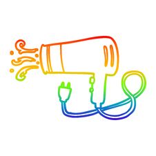 Rainbow Gradient Line Drawing Electric Hairdryer Royalty Free Stock Photos