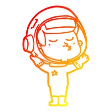 Free Warm Gradient Line Drawing Cartoon Confident Astronaut Stock Photo - 256861930