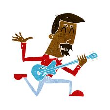 Cartoon Man Playing Electric Guitar Royalty Free Stock Photos