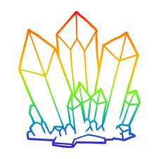 Rainbow Gradient Line Drawing Cartoon Crystals Royalty Free Stock Photo