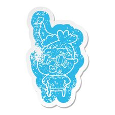 Cartoon Distressed Sticker Of A Librarian Woman Wearing Spectacles Wearing Santa Hat Royalty Free Stock Photo Cartoon Distressed Sticker Of A Librarian Woman Wearing Spectacles Wearing Santa Hat Royalty Free Stock Photo