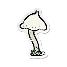 Retro Distressed Sticker Of A Cartoon Mushroom Royalty Free Stock Photo