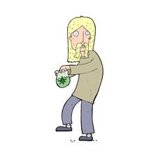Free Cartoon Hippie Man With Bag Of Weed Royalty Free Stock Photo - 256868305