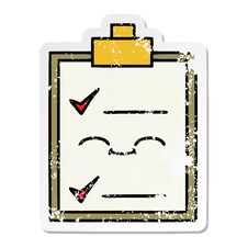 Distressed Sticker Of A Cute Cartoon Check List Royalty Free Stock Images