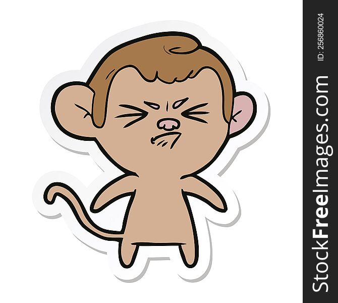 sticker of a cartoon angry monkey