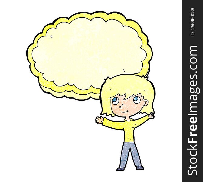 cartoon woman with text cloud space