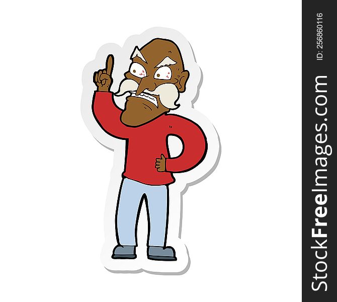 sticker of a cartoon old man laying down rules