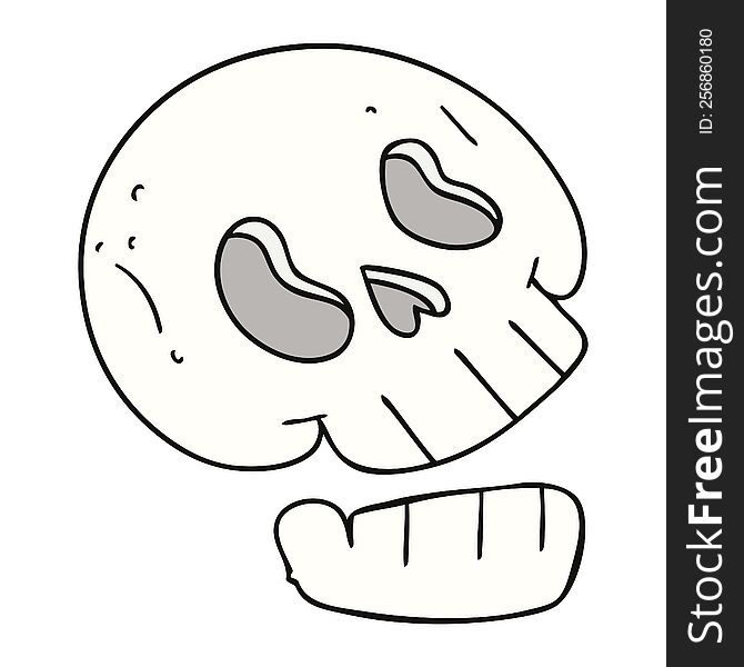 hand drawn quirky cartoon skull. hand drawn quirky cartoon skull