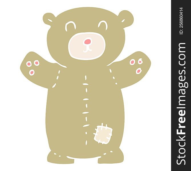 Flat Color Illustration Of A Cartoon Teddy Bear