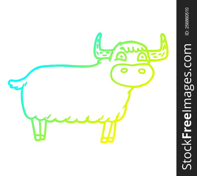 cold gradient line drawing cartoon highland cow