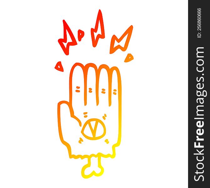 Warm Gradient Line Drawing Spooky Halloween Zombie Hand