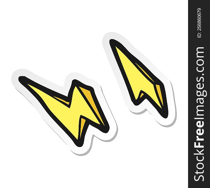 sticker of a cartoon lightning bolt doodles