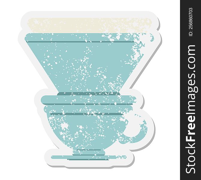 coffee cup with drip filter grunge sticker