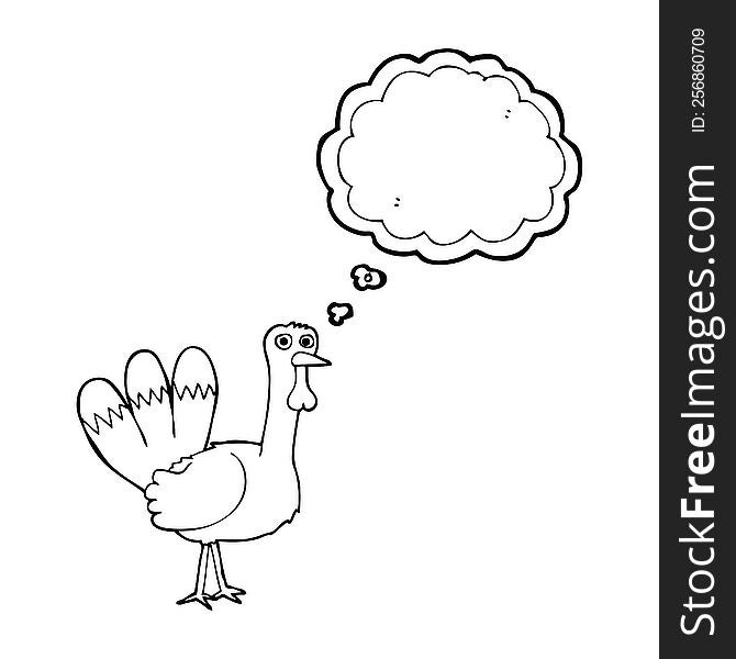 freehand drawn thought bubble cartoon turkey