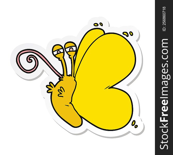 Sticker Of A Funny Cartoon Butterfly