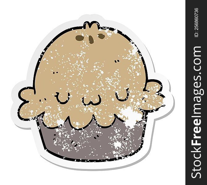 Distressed Sticker Of A Cute Cartoon Pie