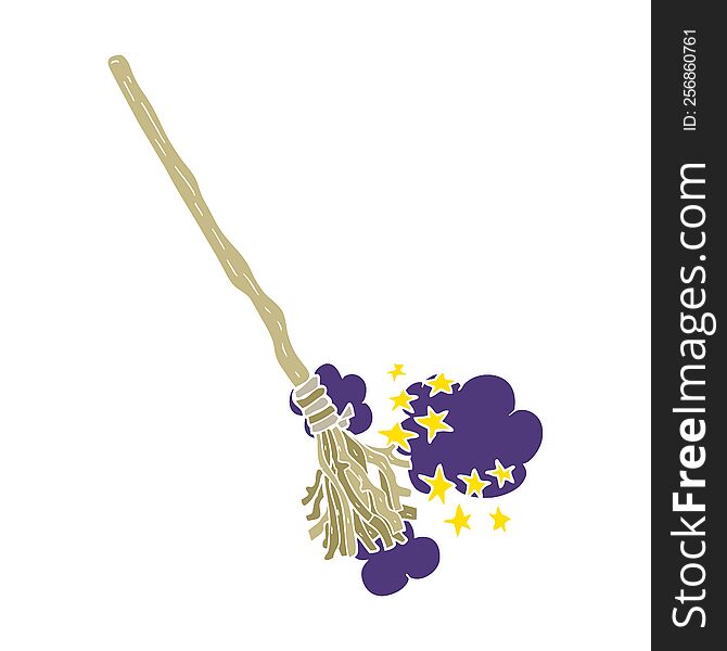 flat color illustration of magical broom. flat color illustration of magical broom