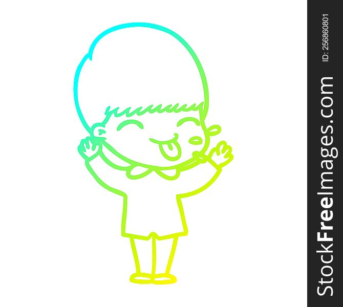 Cold Gradient Line Drawing Cartoon Funny Boy
