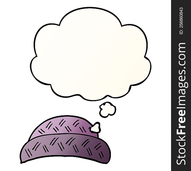 Cartoon Hat And Thought Bubble In Smooth Gradient Style
