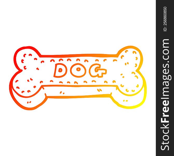 warm gradient line drawing of a cartoon dog biscuit