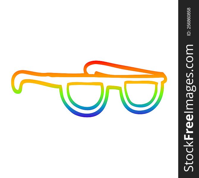 rainbow gradient line drawing of a cartoon sunglasses