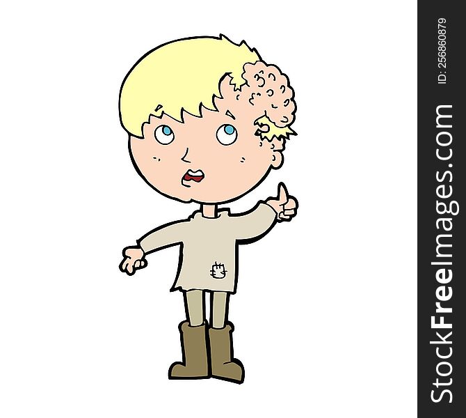 cartoon boy with growth on head