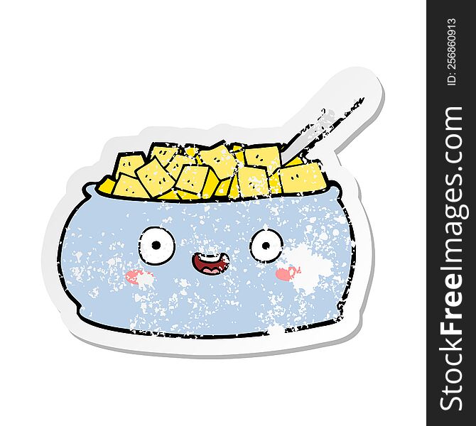 distressed sticker of a cute cartoon bowl of sugar