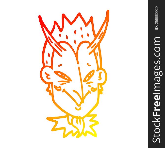 warm gradient line drawing cartoon devil face