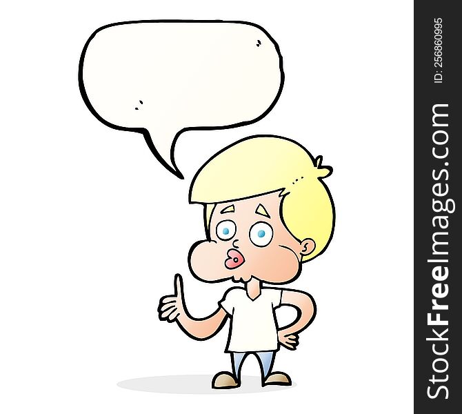 cartoon boy giving thumbs up with speech bubble