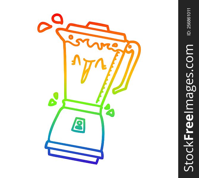 rainbow gradient line drawing of a whirring cartoon food processor