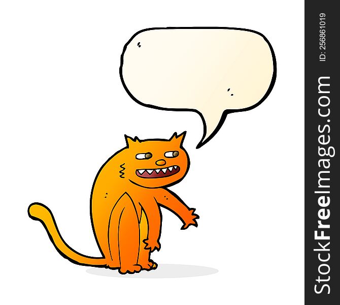 Cartoon Happy Cat With Speech Bubble