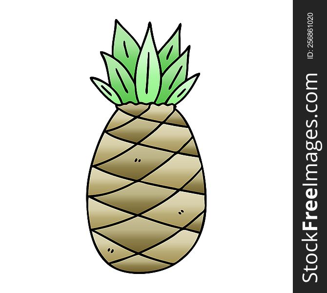 quirky gradient shaded cartoon pineapple