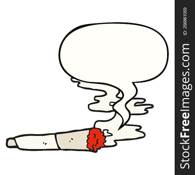 cartoon cigarette with speech bubble. cartoon cigarette with speech bubble