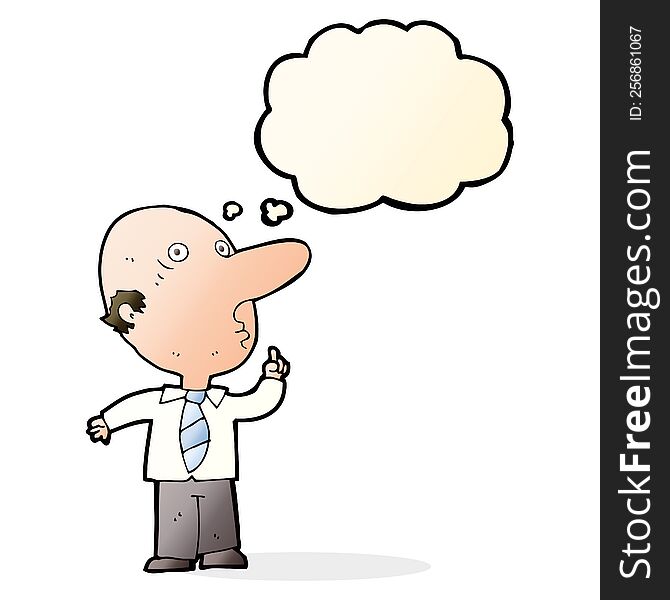 Cartoon Bald Man Asking Question With Thought Bubble