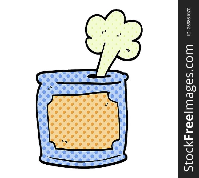 cartoon doodle can of food being opened