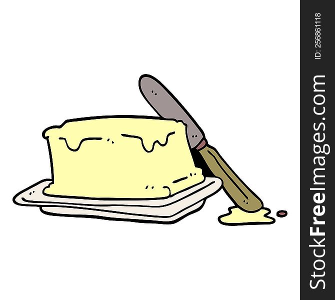 cartoon doodle butter and knife