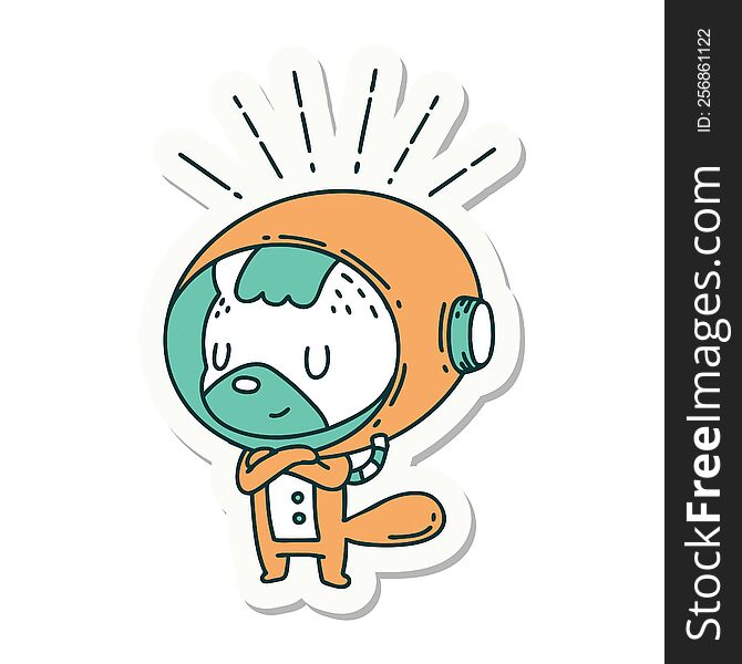 sticker of a tattoo style animal in astronaut suit