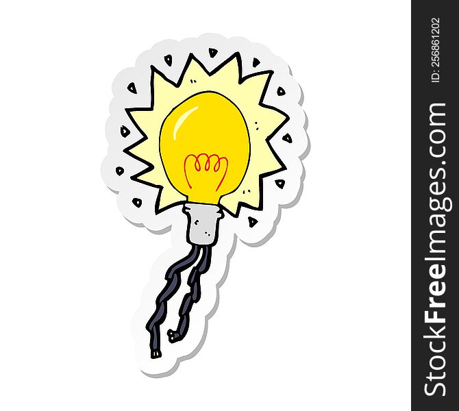sticker of a cartoon electric light bulb