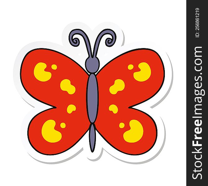 sticker of a quirky hand drawn cartoon butterfly