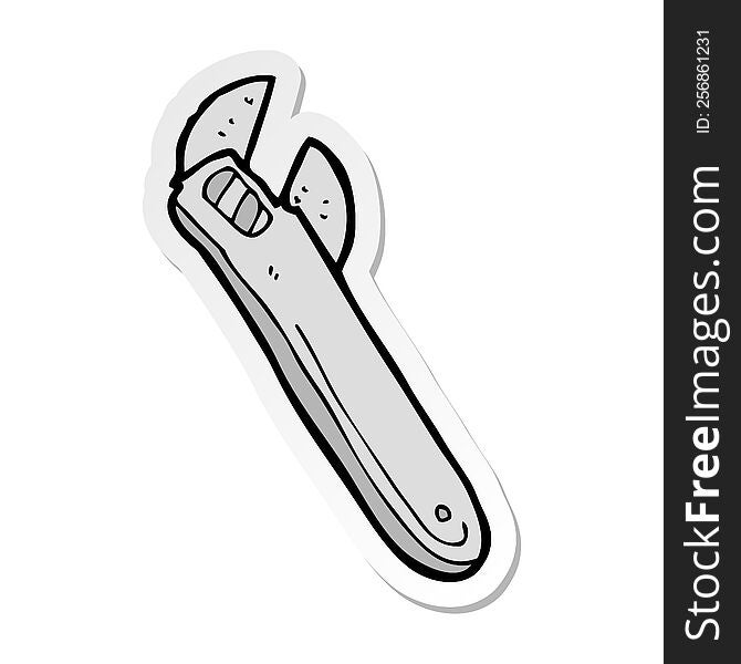 sticker of a cartoon adjustable spanner